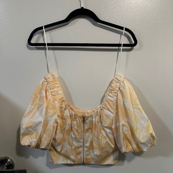 NWT AIIFOS Carrie Puff Sleeve Crop Top - Picture 6 of 7